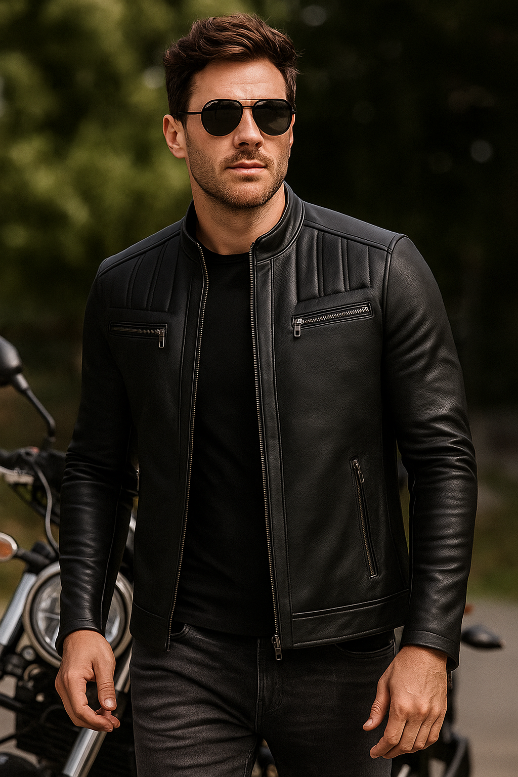 Piombino – Classic Black Moto Leather Jacket for Men Piombino – Classic Black Moto Leather Jacket for Men