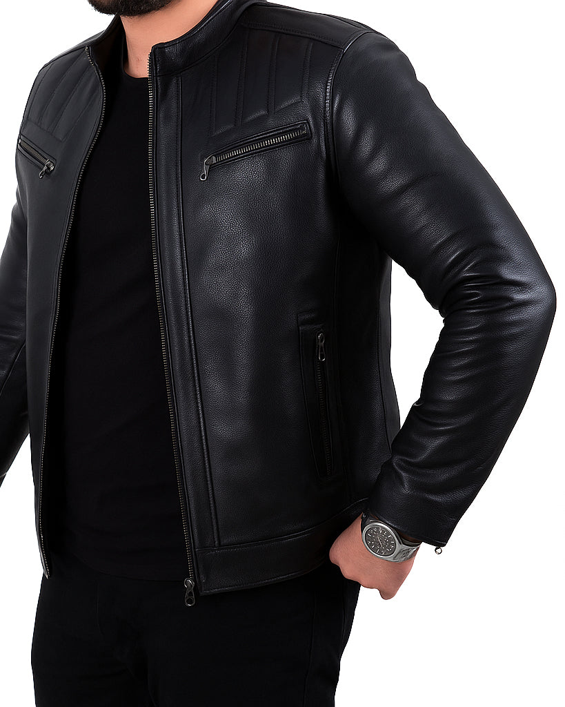 Piombino – Classic Black Moto Leather Jacket for Men Piombino – Classic Black Moto Leather Jacket for Men