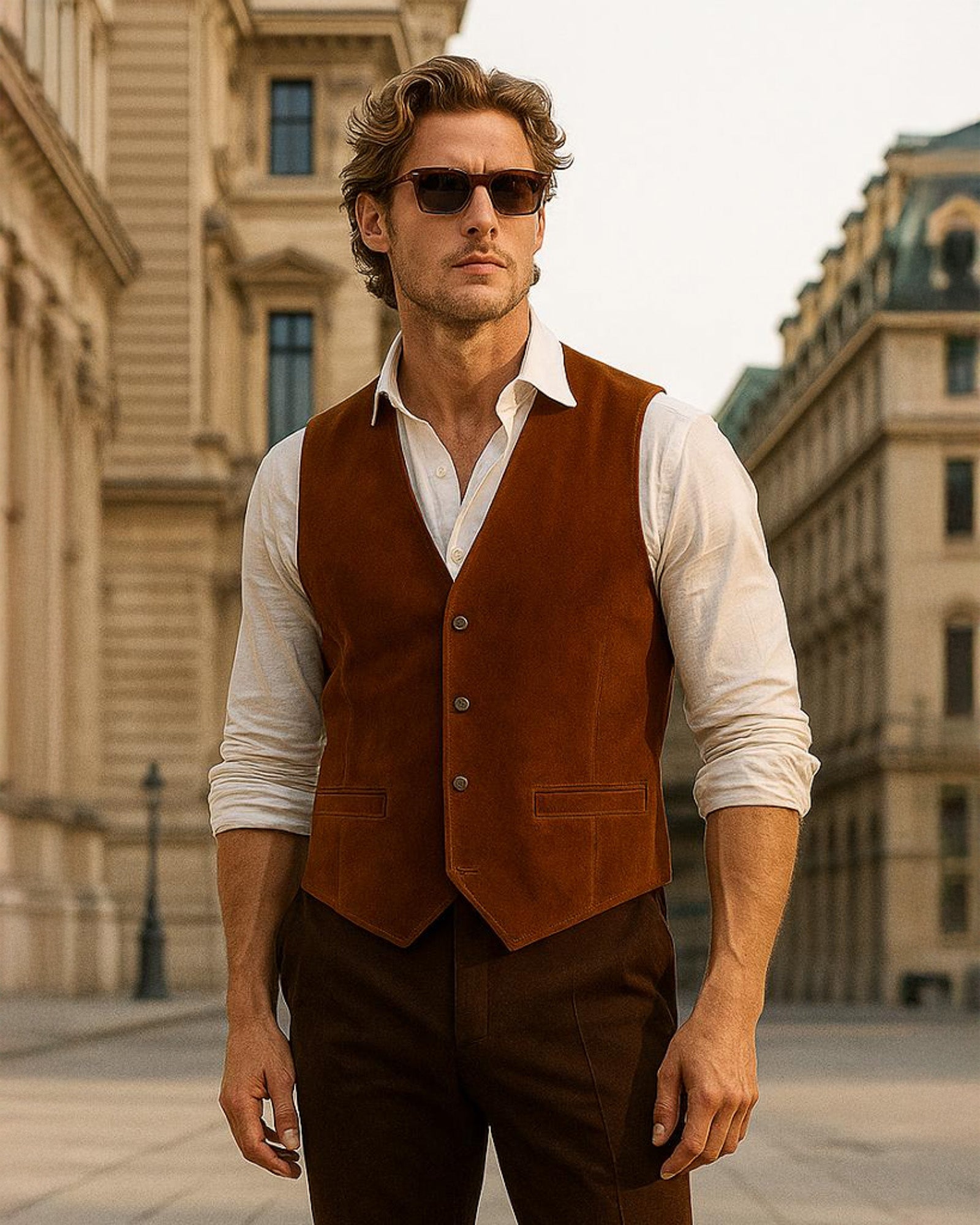 Berera – Men’s Brown Suede Leather Vest Berera – Men’s Brown Suede Leather Vest
