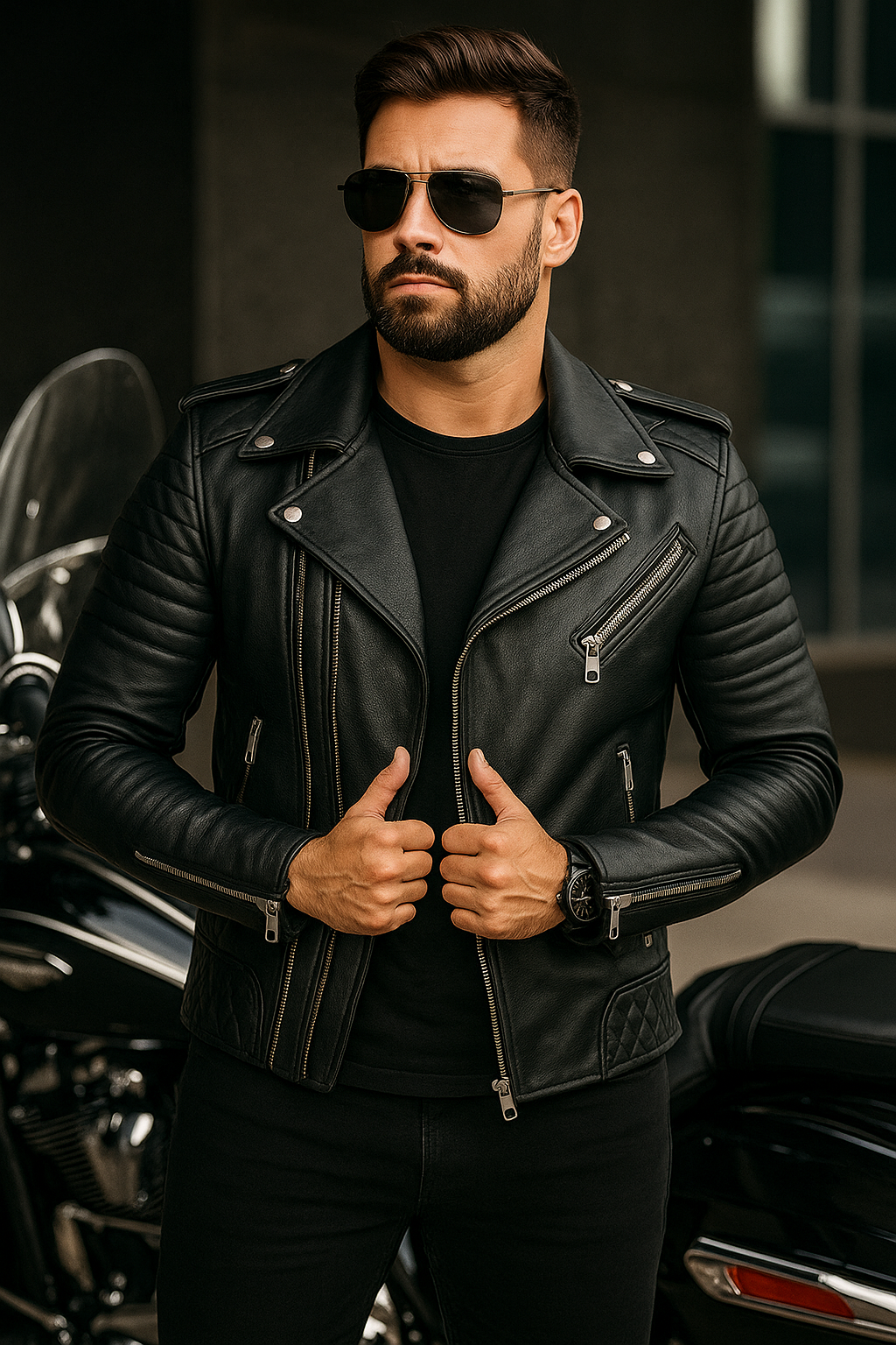 Milano – Men’s Black Leather Biker Jacket Milano – Men’s Black Leather Biker Jacket