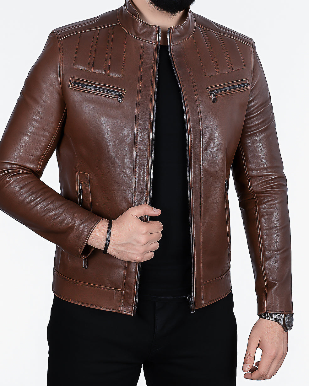 Modena – Men’s Brown Leather Biker Jacket Modena – Men’s Brown Leather Biker Jacket