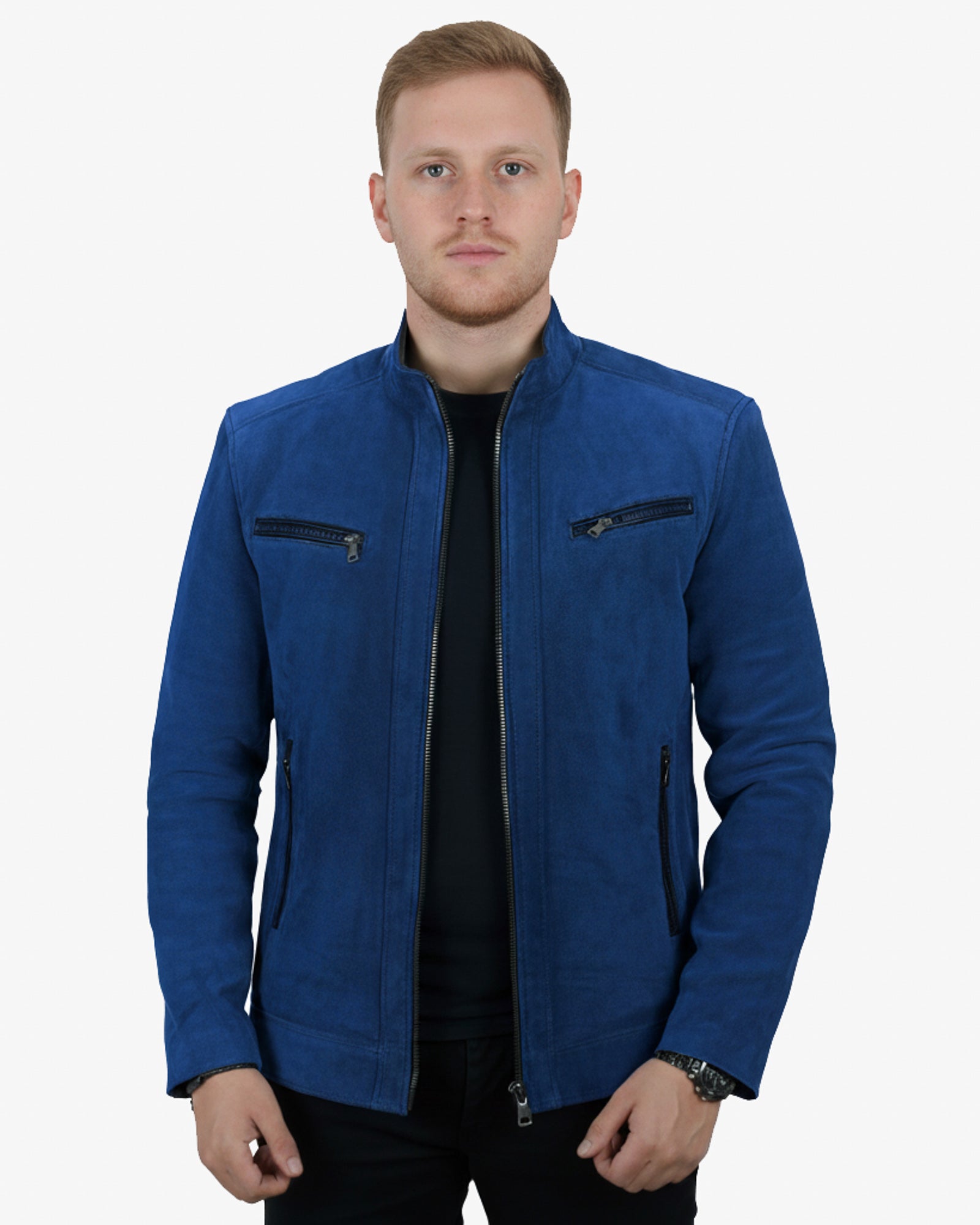Madena – Classic Blue Suede Leather Jacket for Men Madena – Classic Blue Suede Leather Jacket for Men