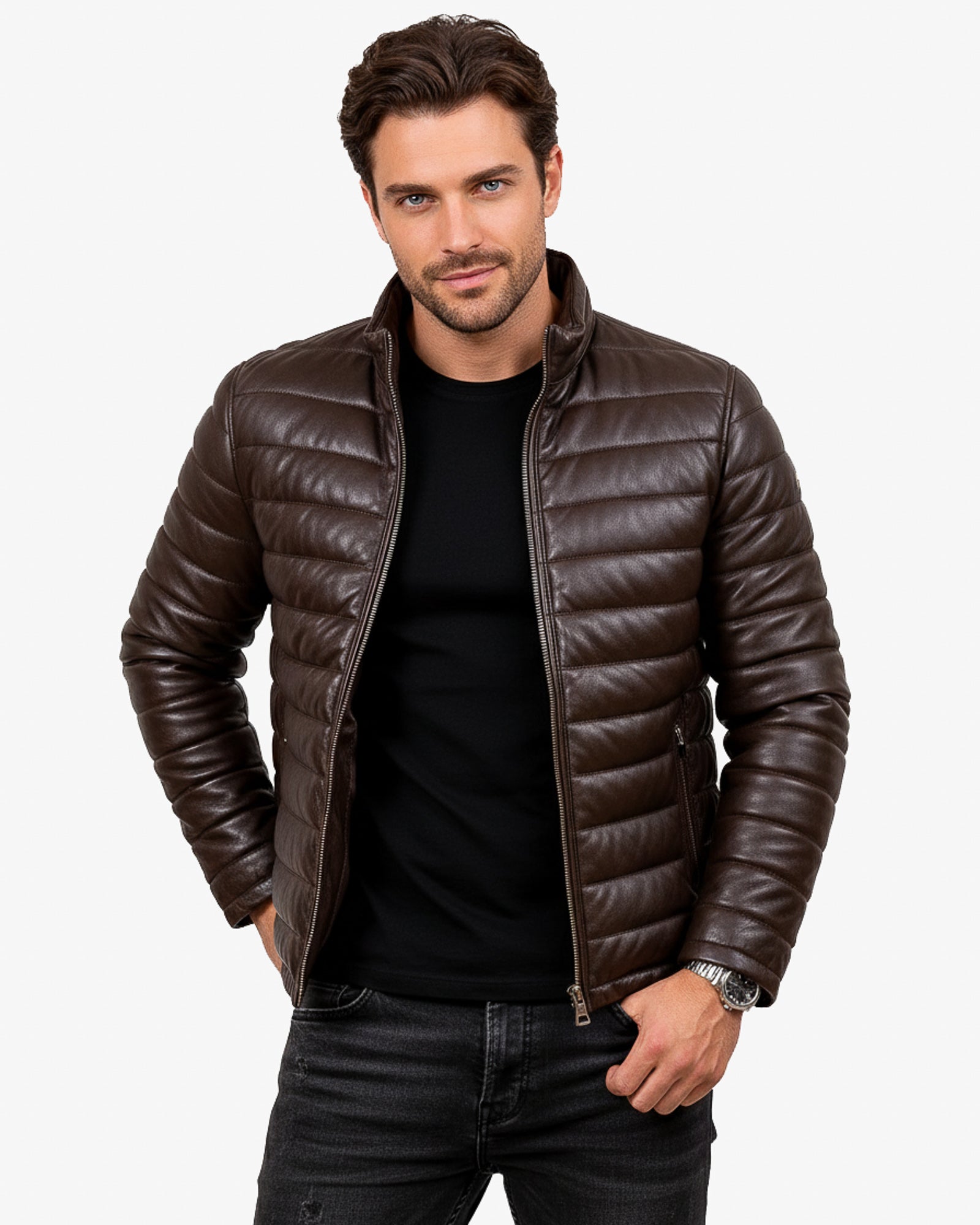 Bolzano – Men’s Dark Brown Quilted Leather Jacket Bolzano – Men’s Dark Brown Quilted Leather Jacket
