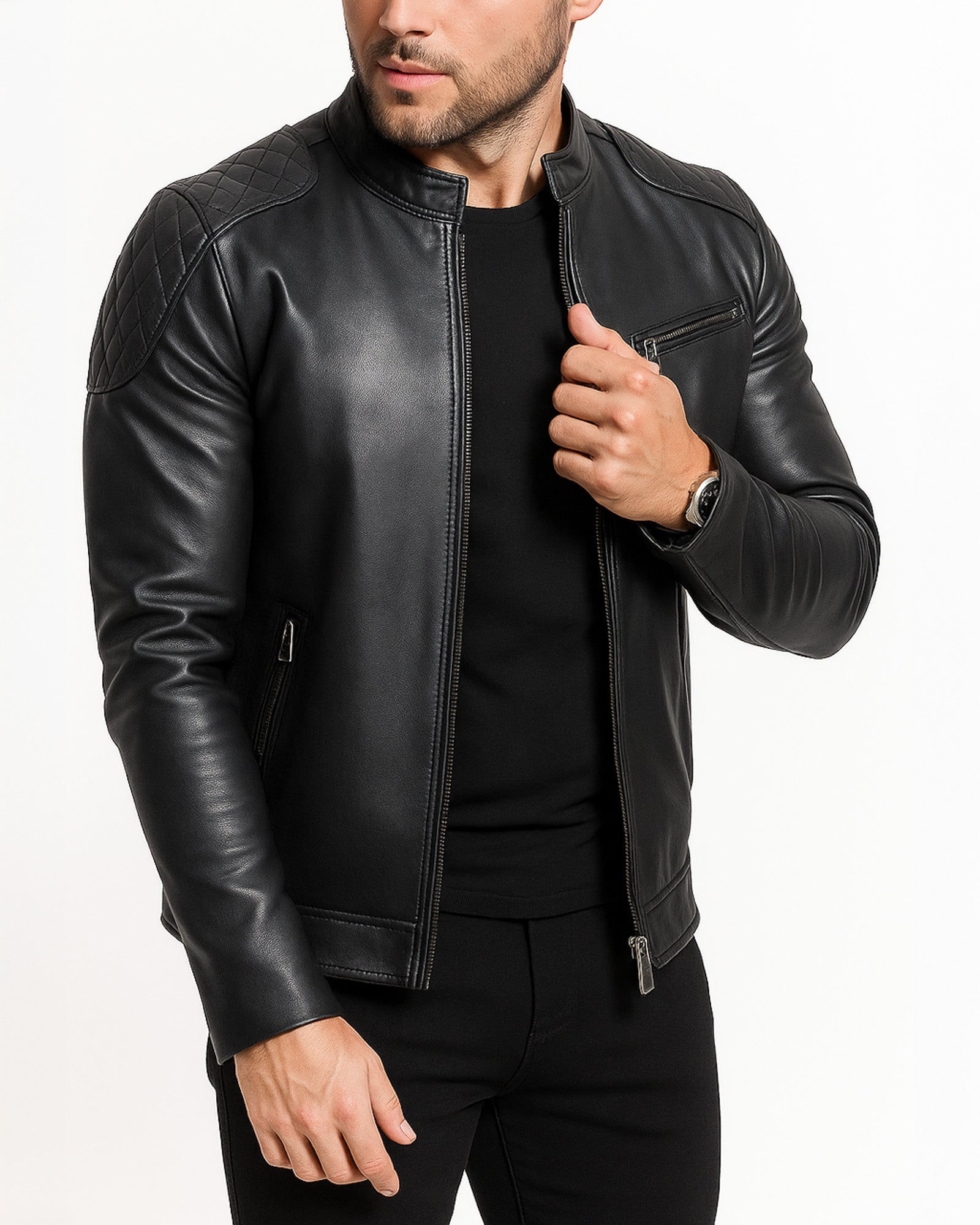 Ortona - Men’s Black Leather Biker Jacket Ortona - Men’s Black Leather Biker Jacket