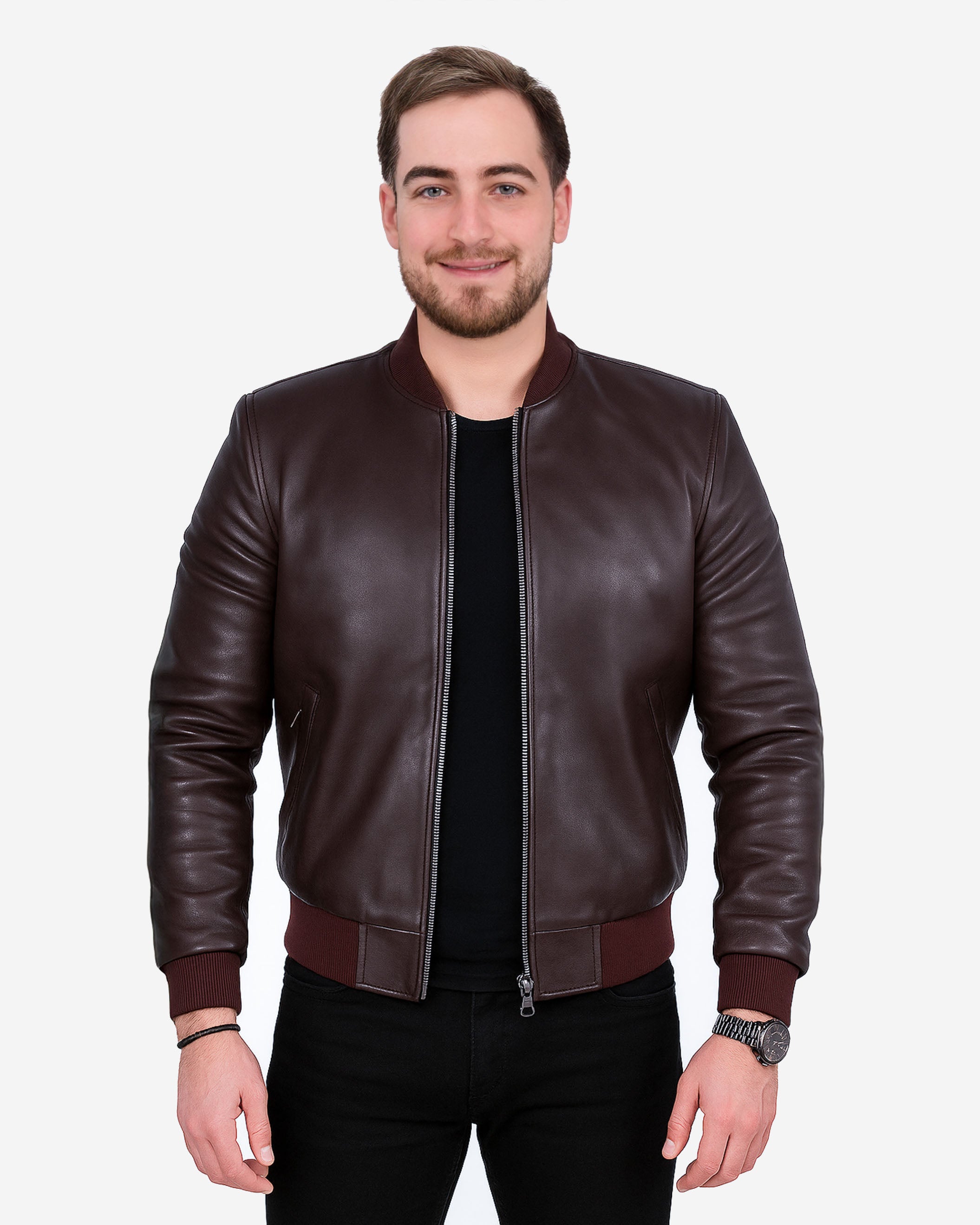 Cremona – Classic Brown Leather Bomber Jacket for Men Cremona – Classic Brown Leather Bomber Jacket for Men