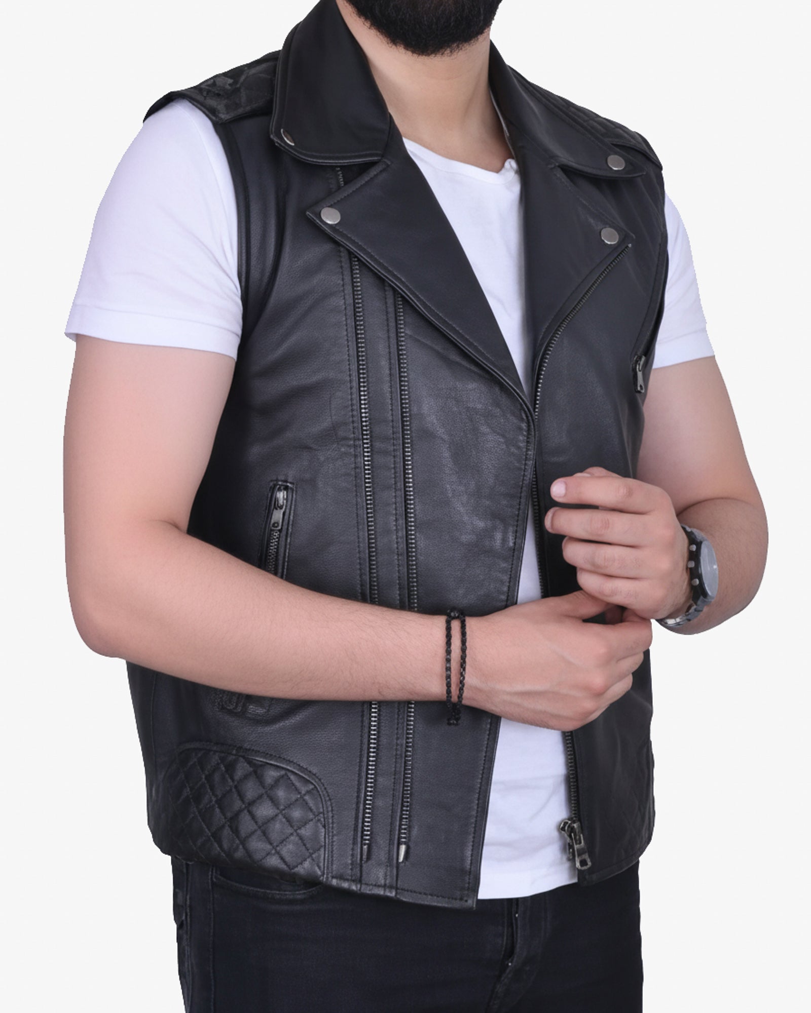 Matera – Premium Black Leather Moto Vest Matera – Premium Black Leather Moto Vest