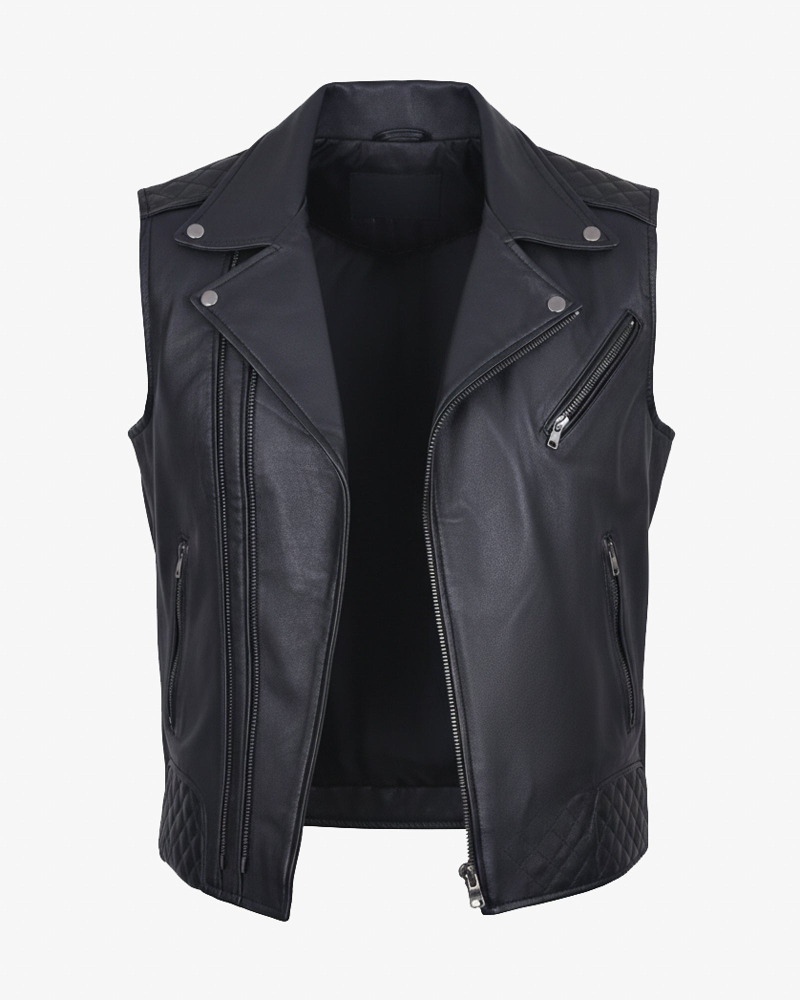 Matera – Premium Black Leather Moto Vest Matera – Premium Black Leather Moto Vest