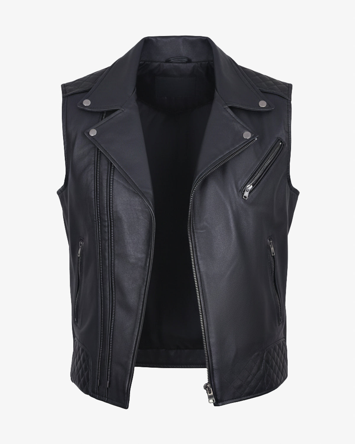 Matera – Premium Black Leather Moto Vest