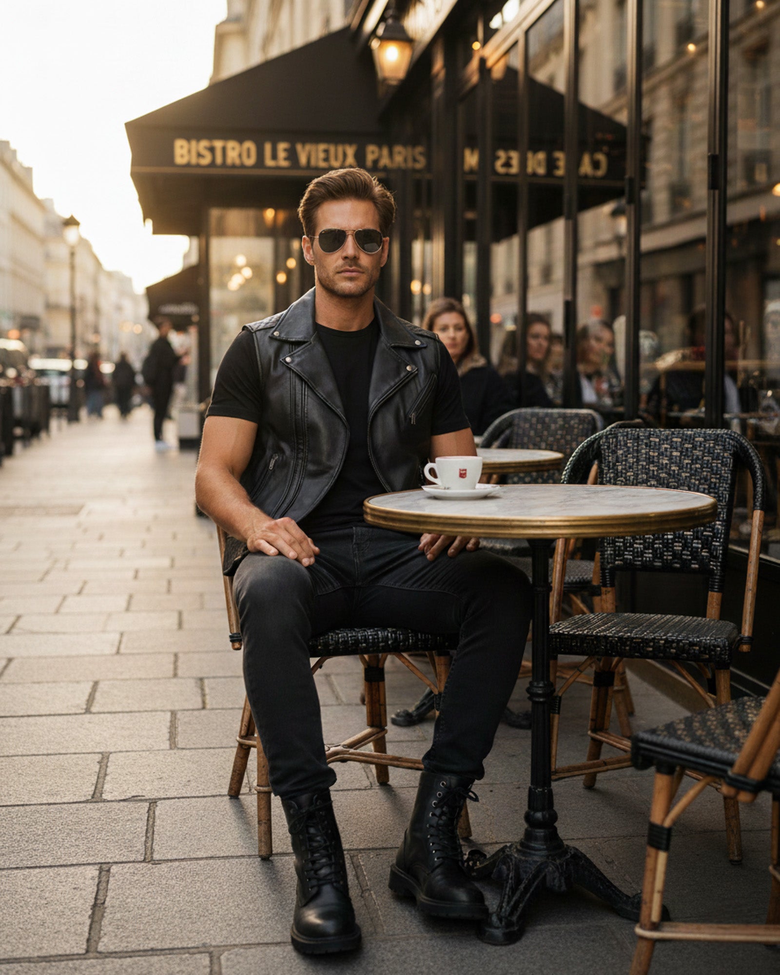 Matera – Premium Black Leather Moto Vest Matera – Premium Black Leather Moto Vest