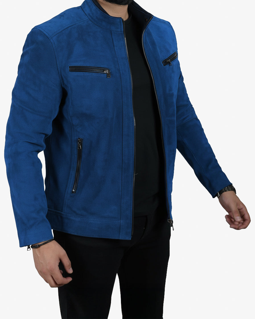 Madena – Classic Blue Suede Leather Jacket for Men Madena – Classic Blue Suede Leather Jacket for Men