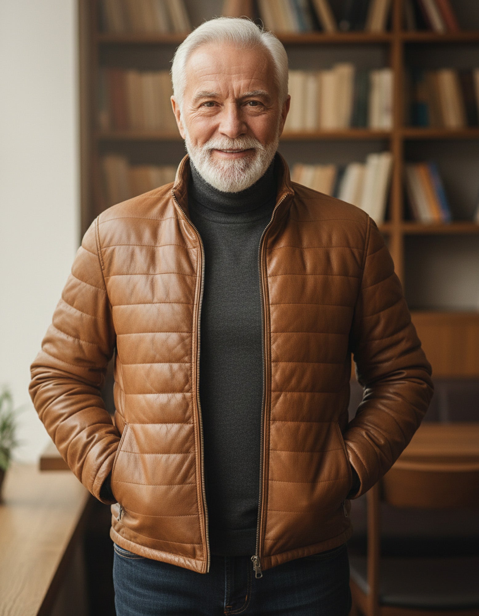 Arezzo – Men’s Camel Quilted Leather Jacket Arezzo – Men’s Camel Quilted Leather Jacket