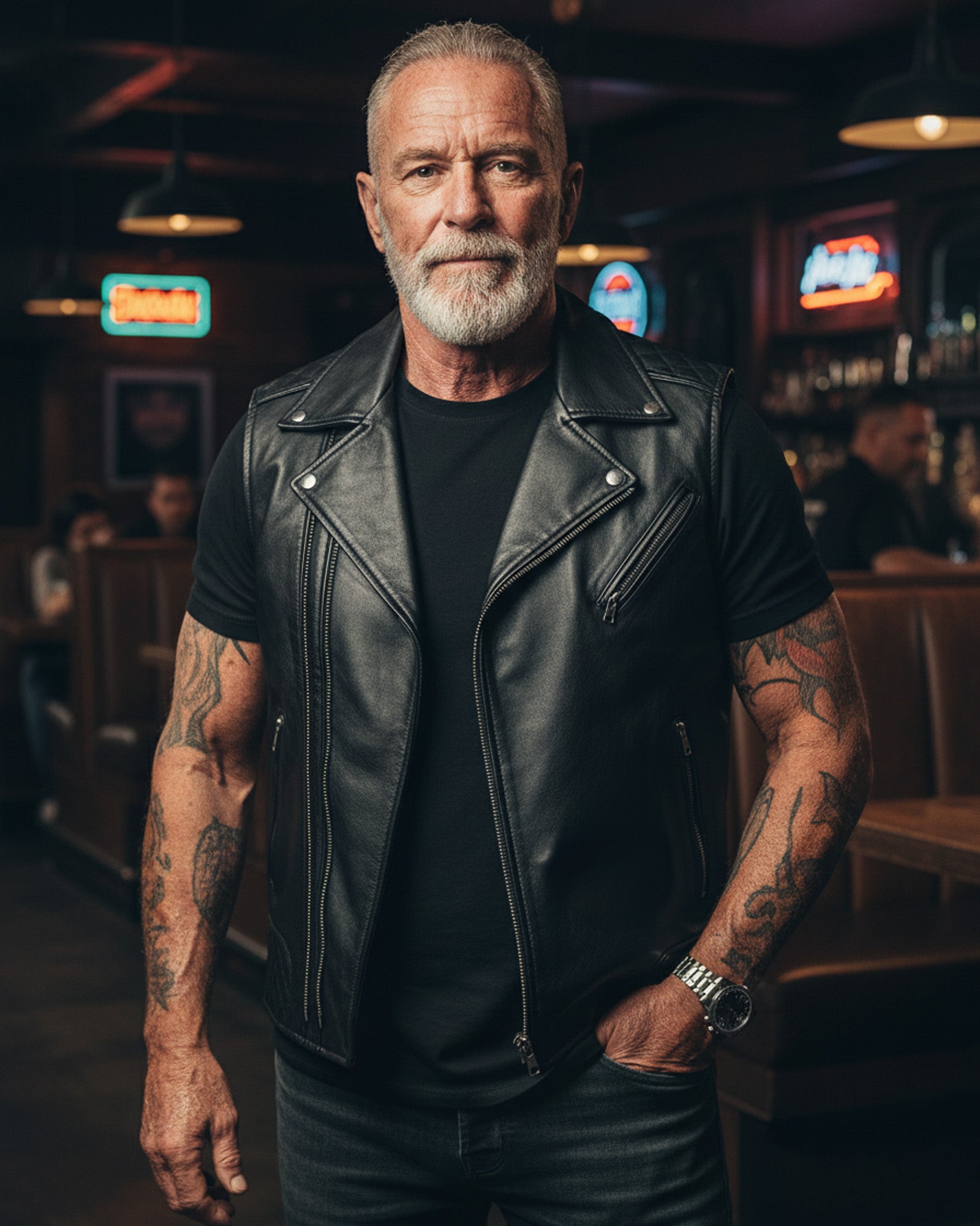 Matera – Premium Black Leather Moto Vest Matera – Premium Black Leather Moto Vest