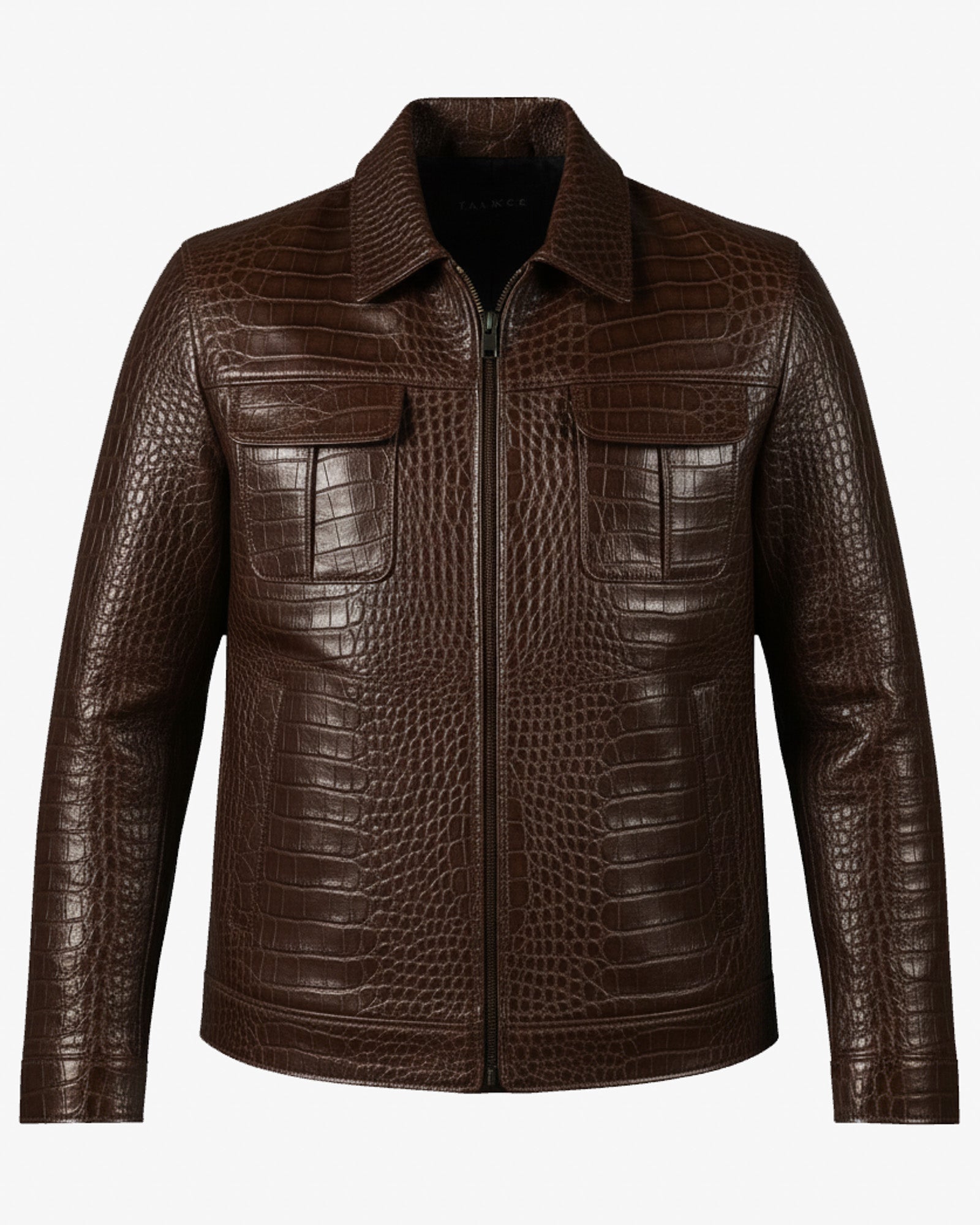 Orvieto - Men’s Brown Crocodile-Embossed Leather Jacket Orvieto - Men’s Brown Crocodile-Embossed Leather Jacket