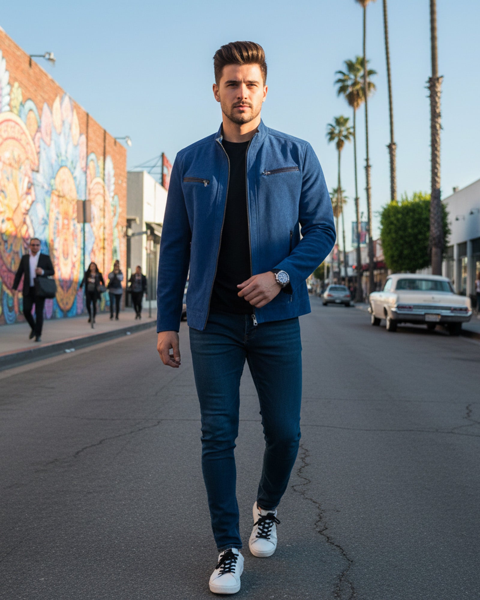 Madena – Classic Blue Suede Leather Jacket for Men Madena – Classic Blue Suede Leather Jacket for Men