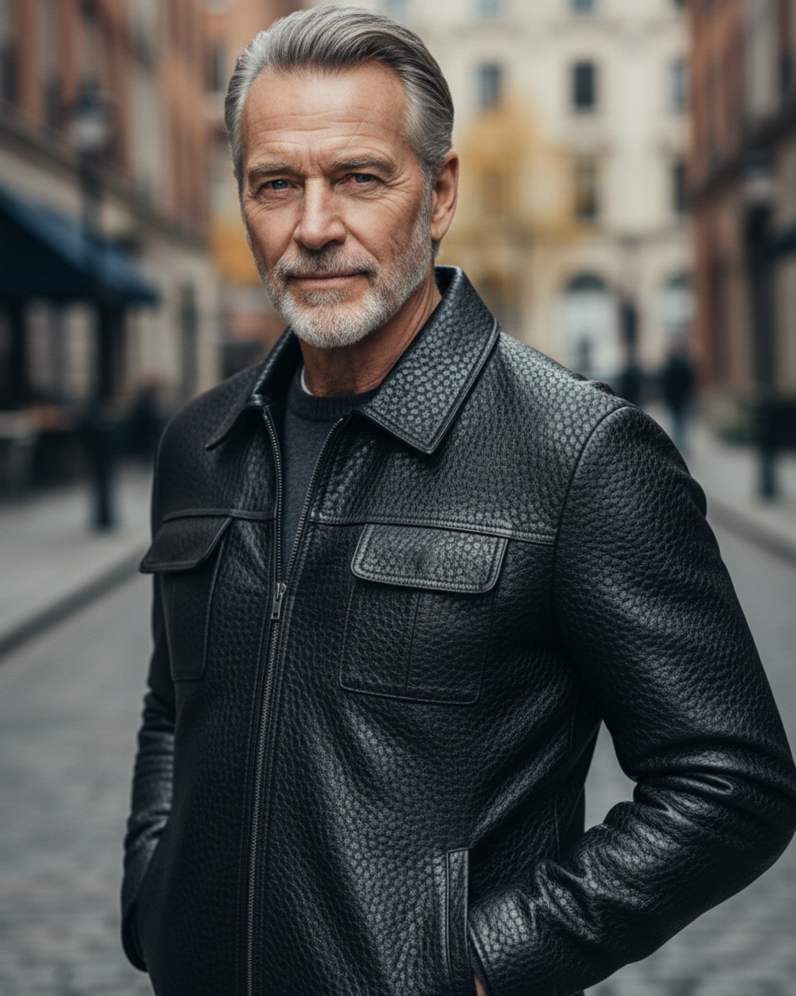 Monza – Men’s Black Crocodile-Embossed Leather Jacket Monza – Men’s Black Crocodile-Embossed Leather Jacket