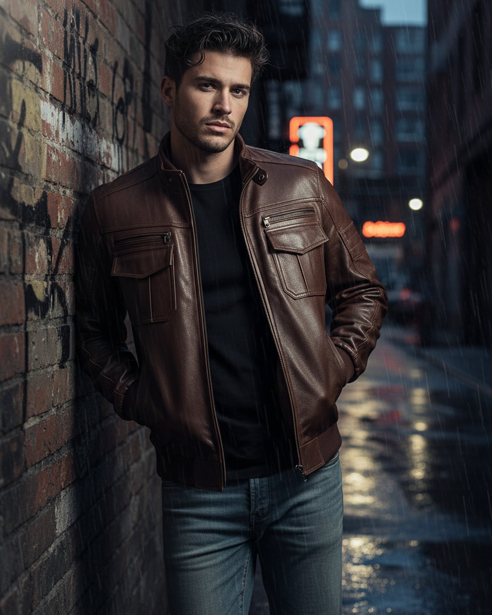 Palermo – Men’s Brown Leather Biker Jacket Palermo – Men’s Brown Leather Biker Jacket