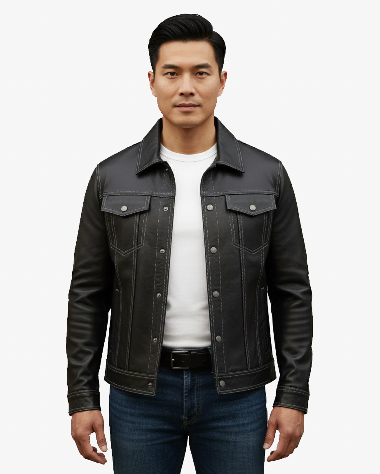 Verona – Black Leather Trucker Jacket for Men Verona – Black Leather Trucker Jacket for Men