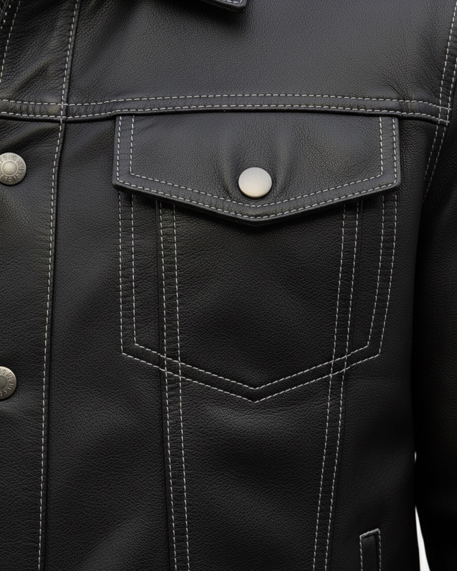 Verona – Black Leather Trucker Jacket for Men Verona – Black Leather Trucker Jacket for Men