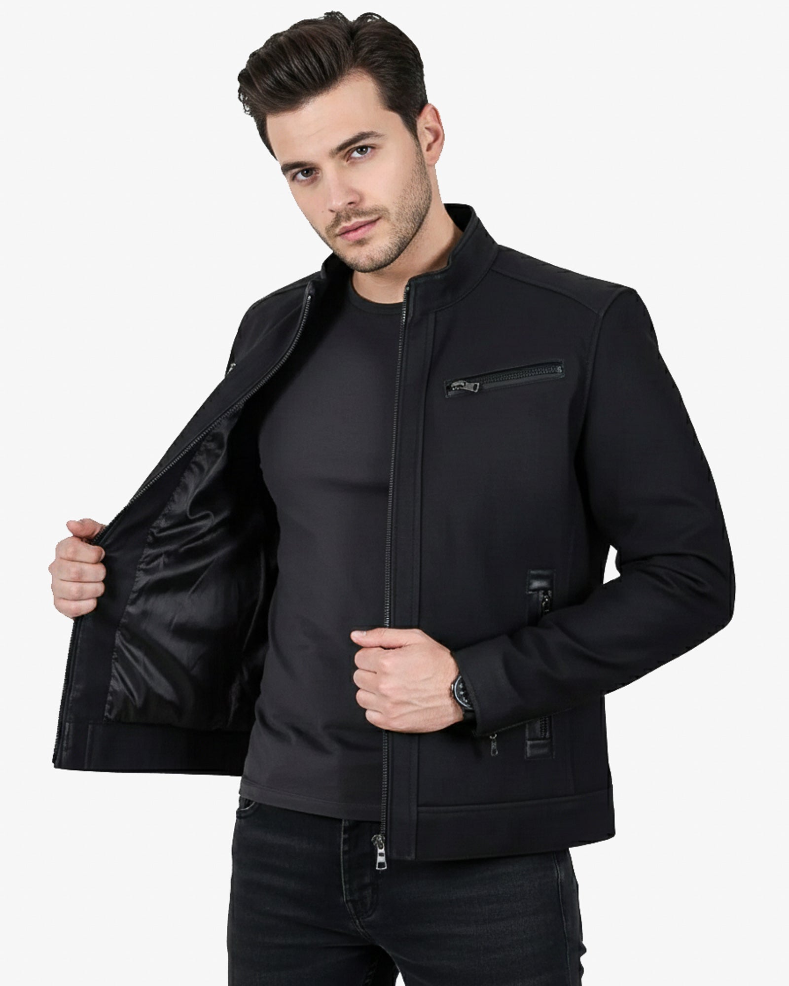 Vicenza – Classic Black Biker Leather Jacket for Men Vicenza – Classic Black Biker Leather Jacket for Men