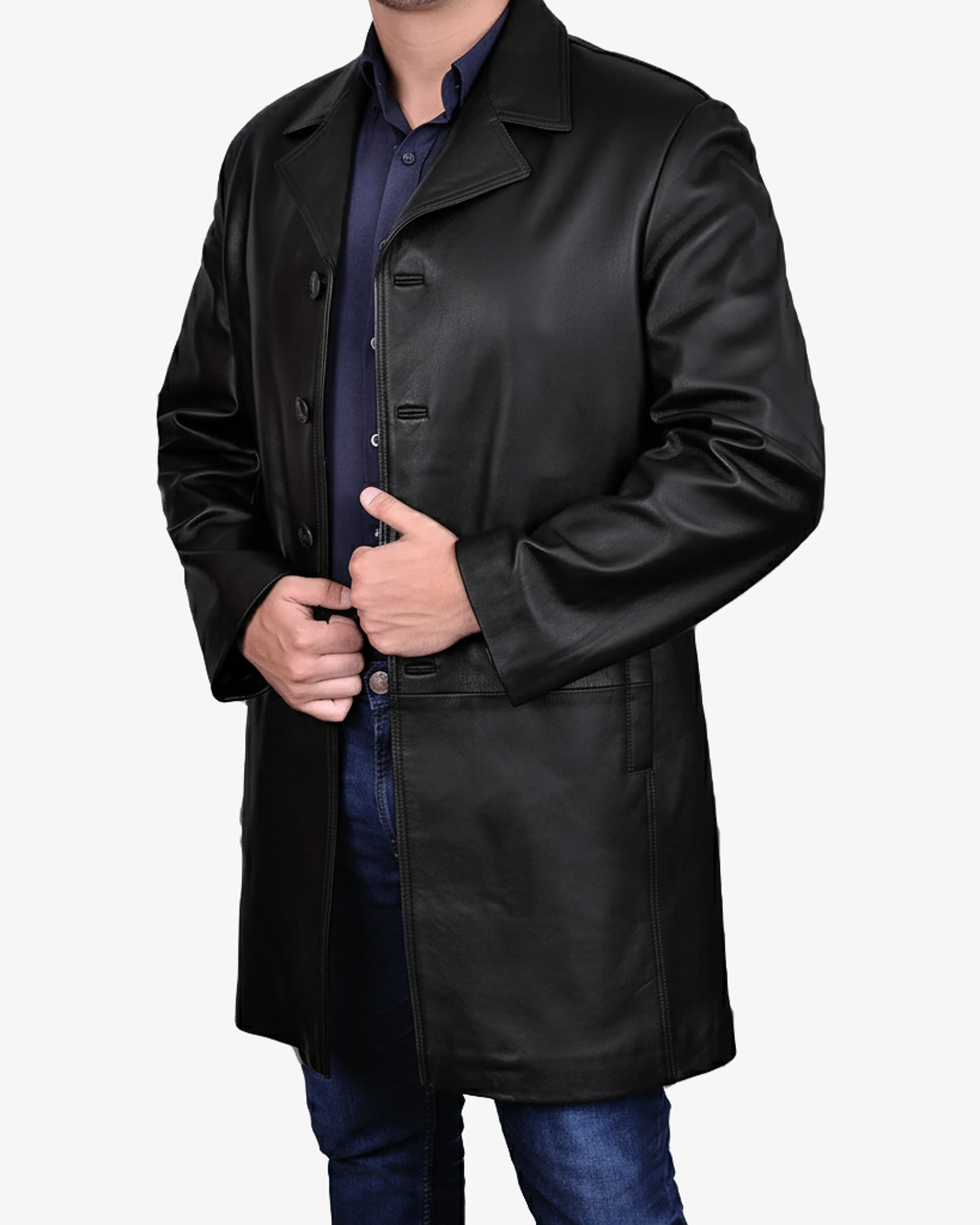 Varese – Premium Black Leather Overcoat for Men Varese – Premium Black Leather Overcoat for Men