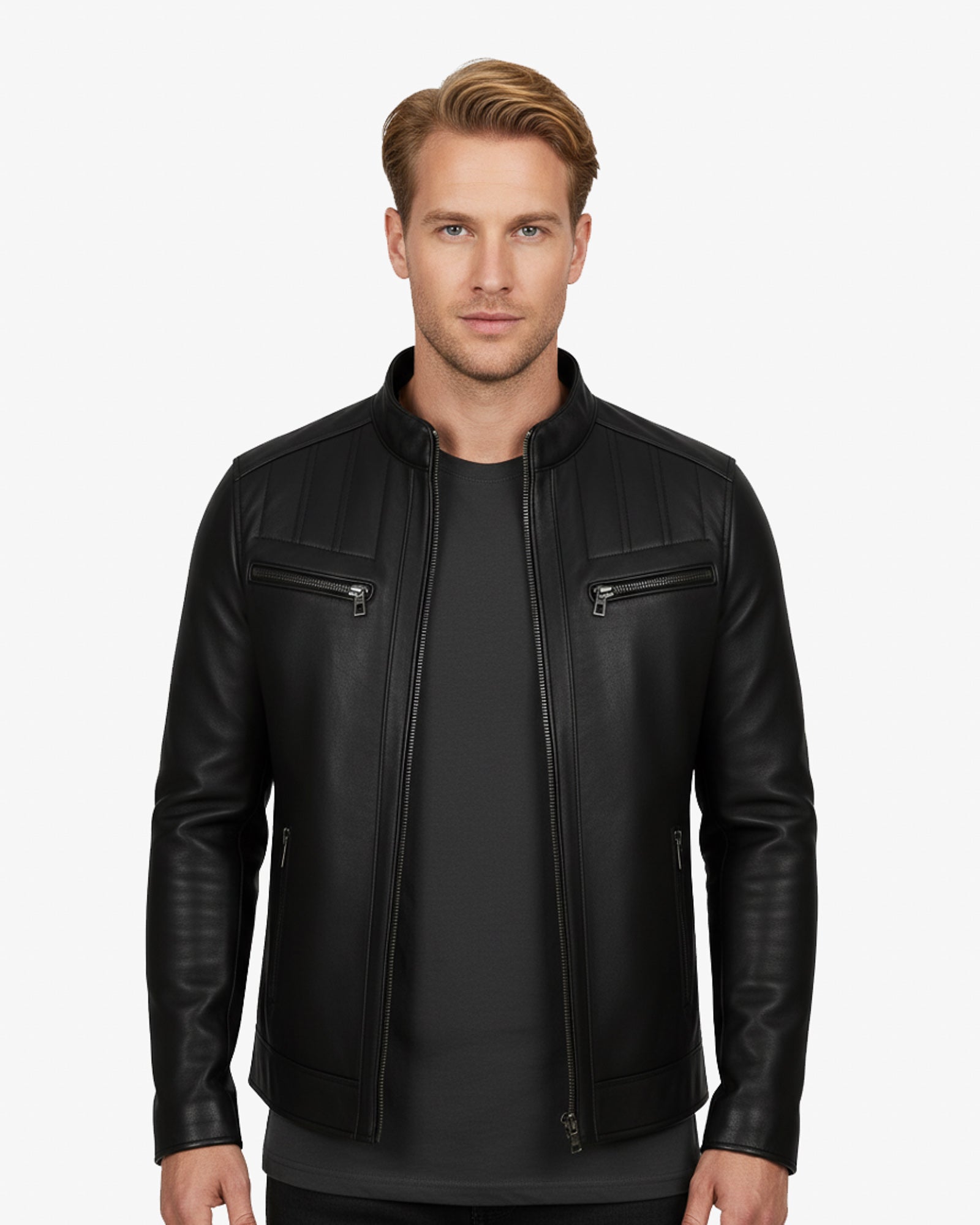Piombino – Classic Black Moto Leather Jacket for Men Piombino – Classic Black Moto Leather Jacket for Men