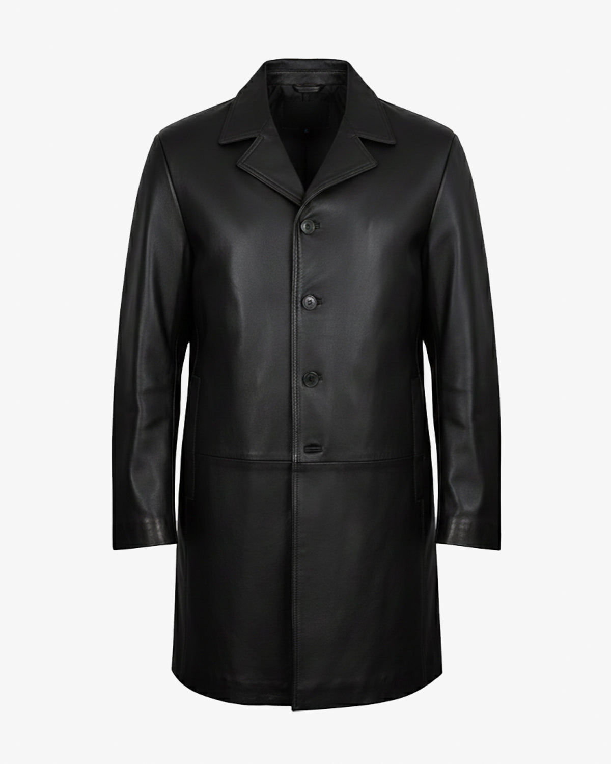 Varese – Premium Black Leather Overcoat for Men