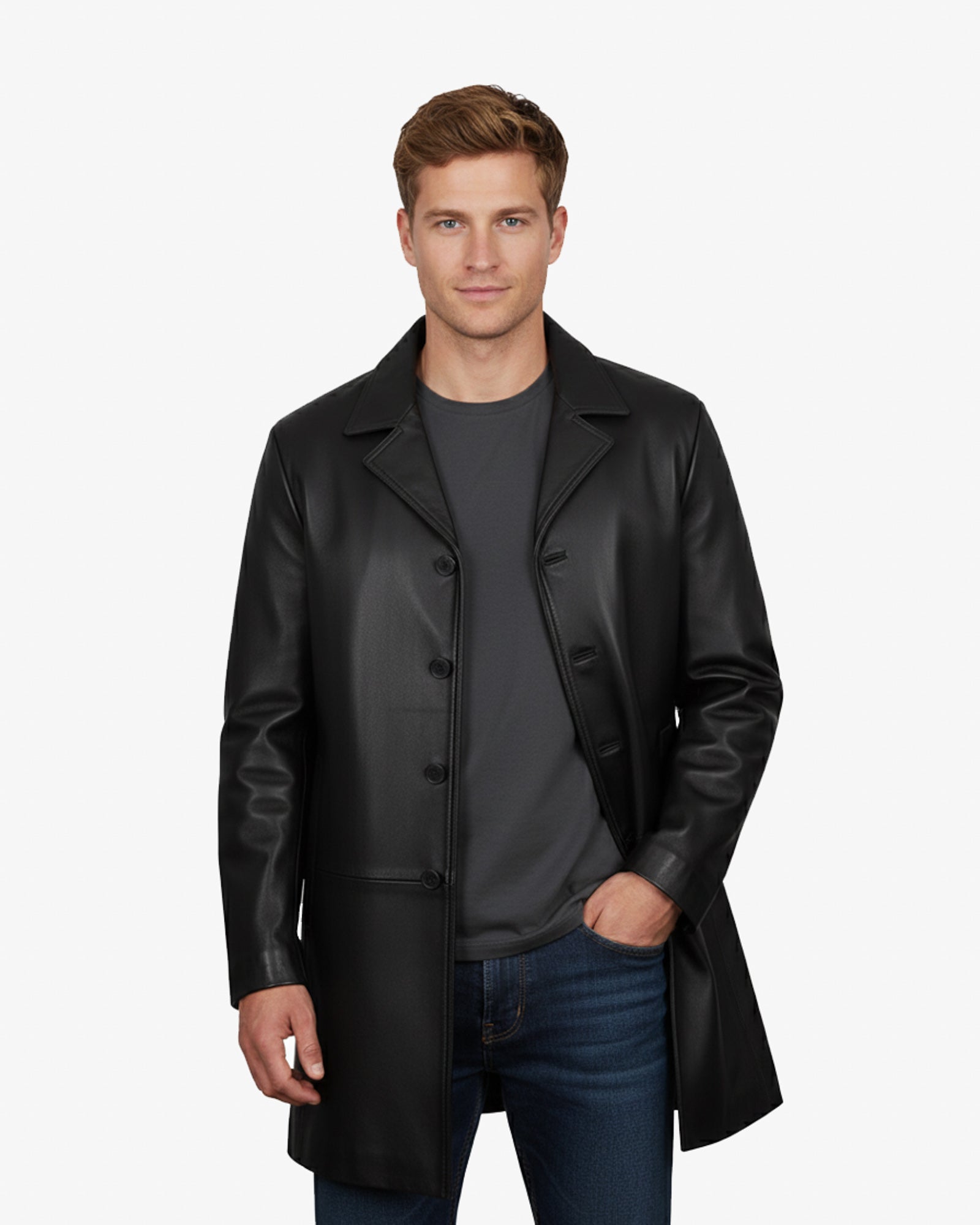 Varese – Premium Black Leather Overcoat for Men Varese – Premium Black Leather Overcoat for Men