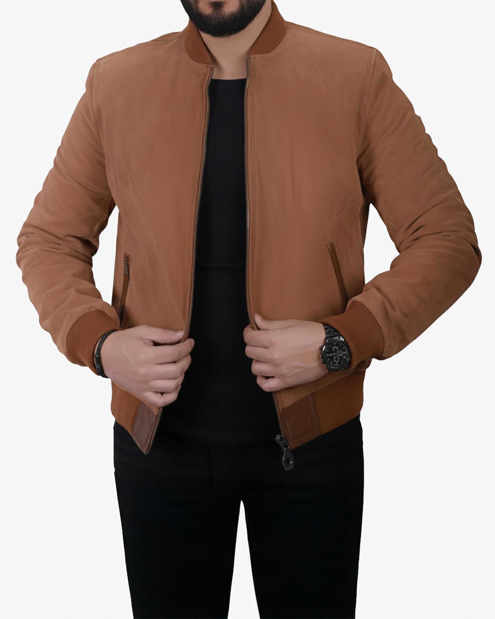 Lecce – Men’s Cognac Leather Bomber Jacket Lecce – Men’s Cognac Leather Bomber Jacket