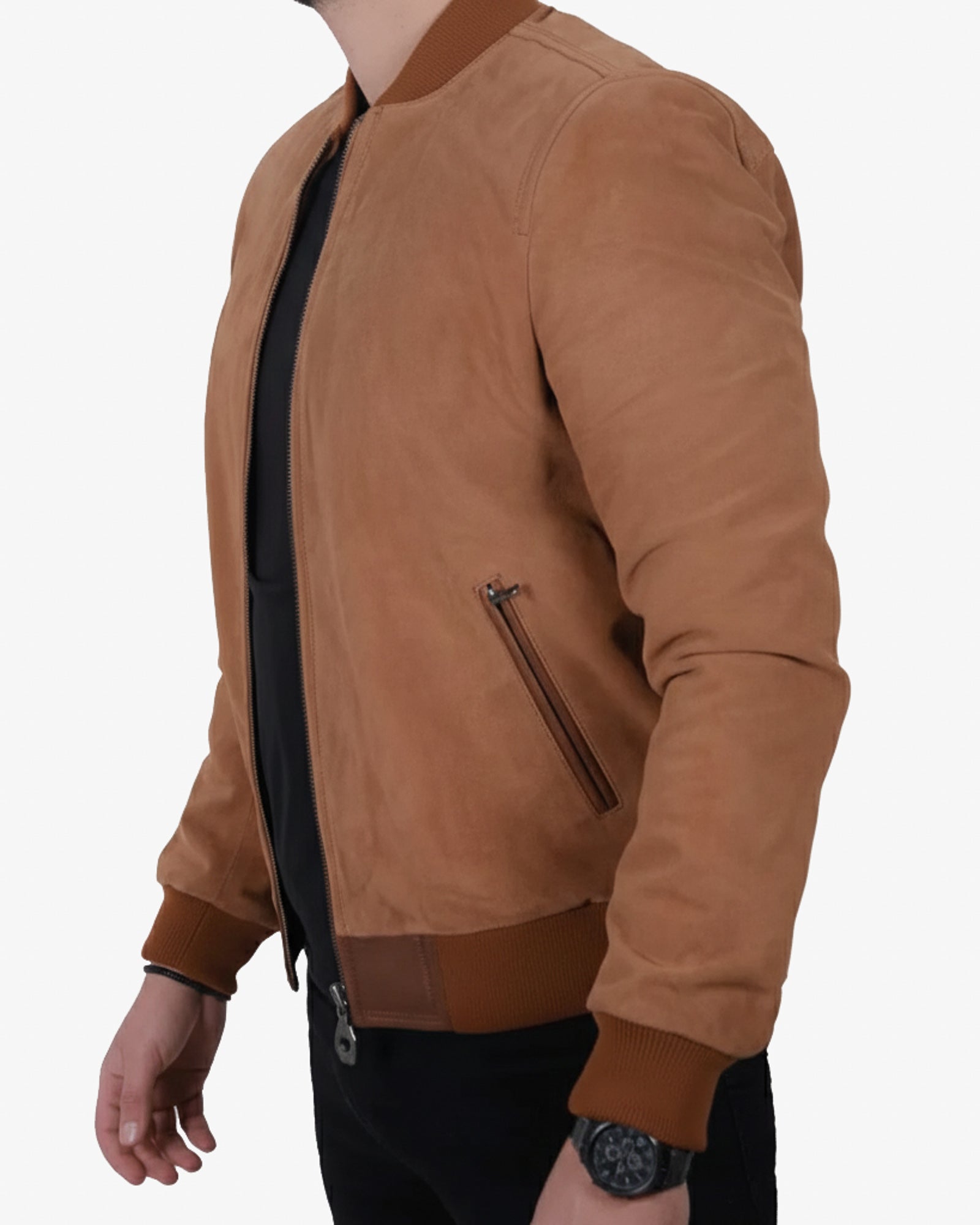 Lecce – Men’s Cognac Leather Bomber Jacket Lecce – Men’s Cognac Leather Bomber Jacket