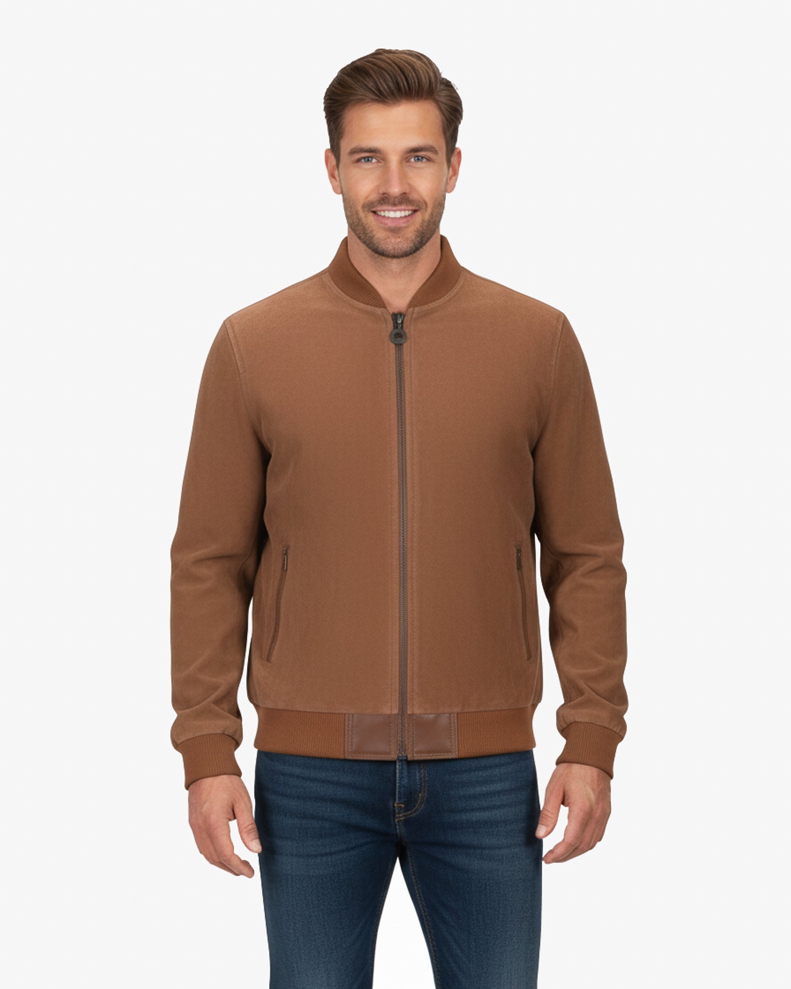 Lecce – Men’s Cognac Leather Bomber Jacket Lecce – Men’s Cognac Leather Bomber Jacket