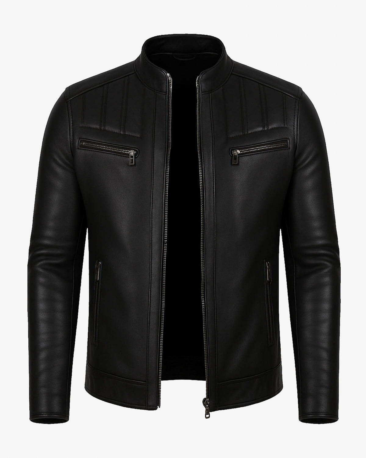 Piombino – Classic Black Moto Leather Jacket for Men