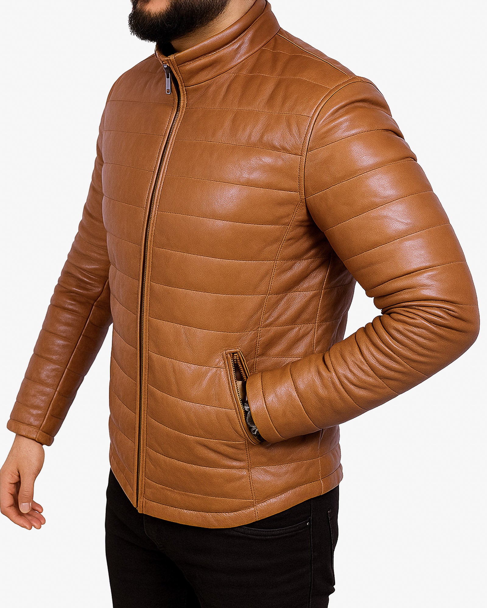 Siena – Classic Camel Leather Puffer Jacket for Men Siena – Classic Camel Leather Puffer Jacket for Men