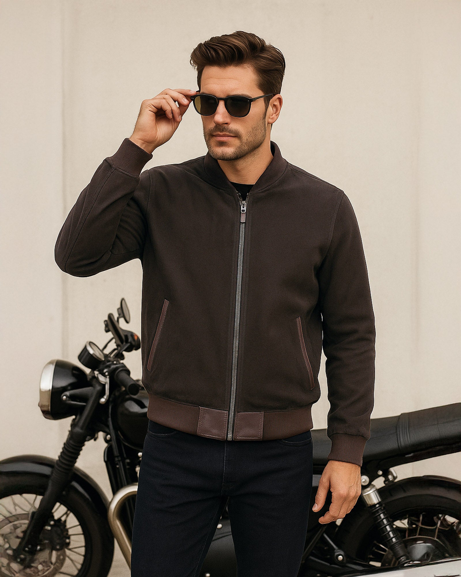 Lucca – Brown Suede Bomber Jacket for Men Lucca – Brown Suede Bomber Jacket for Men