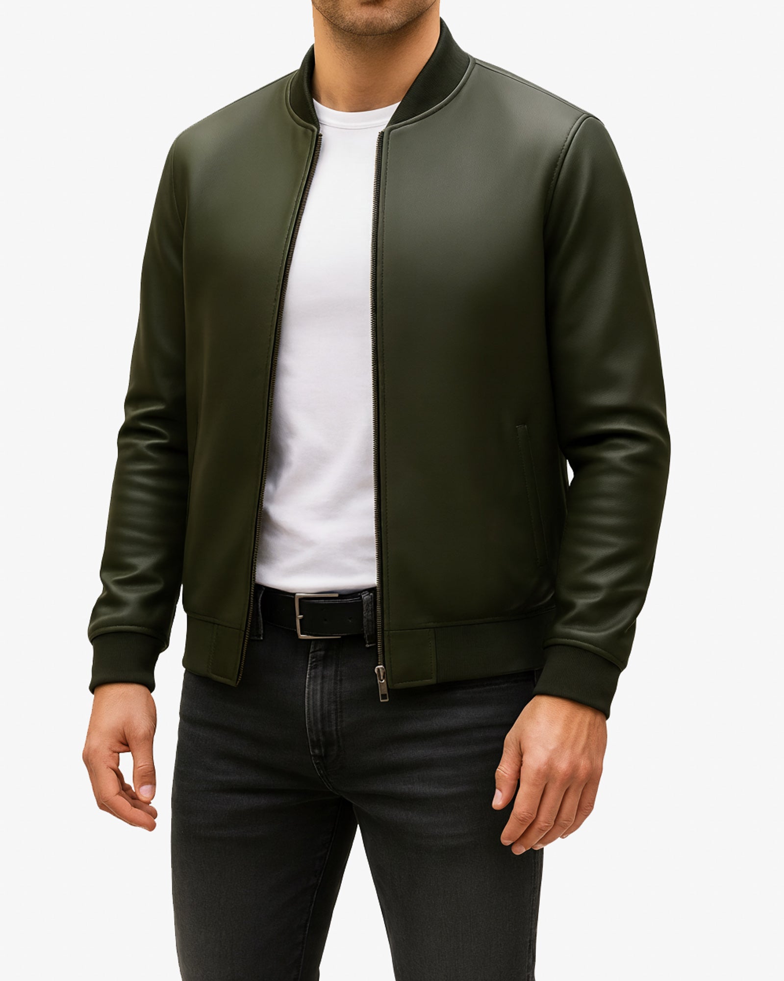 Verda - Premium Olive Leather Bomber Jacket Verda - Premium Olive Leather Bomber Jacket