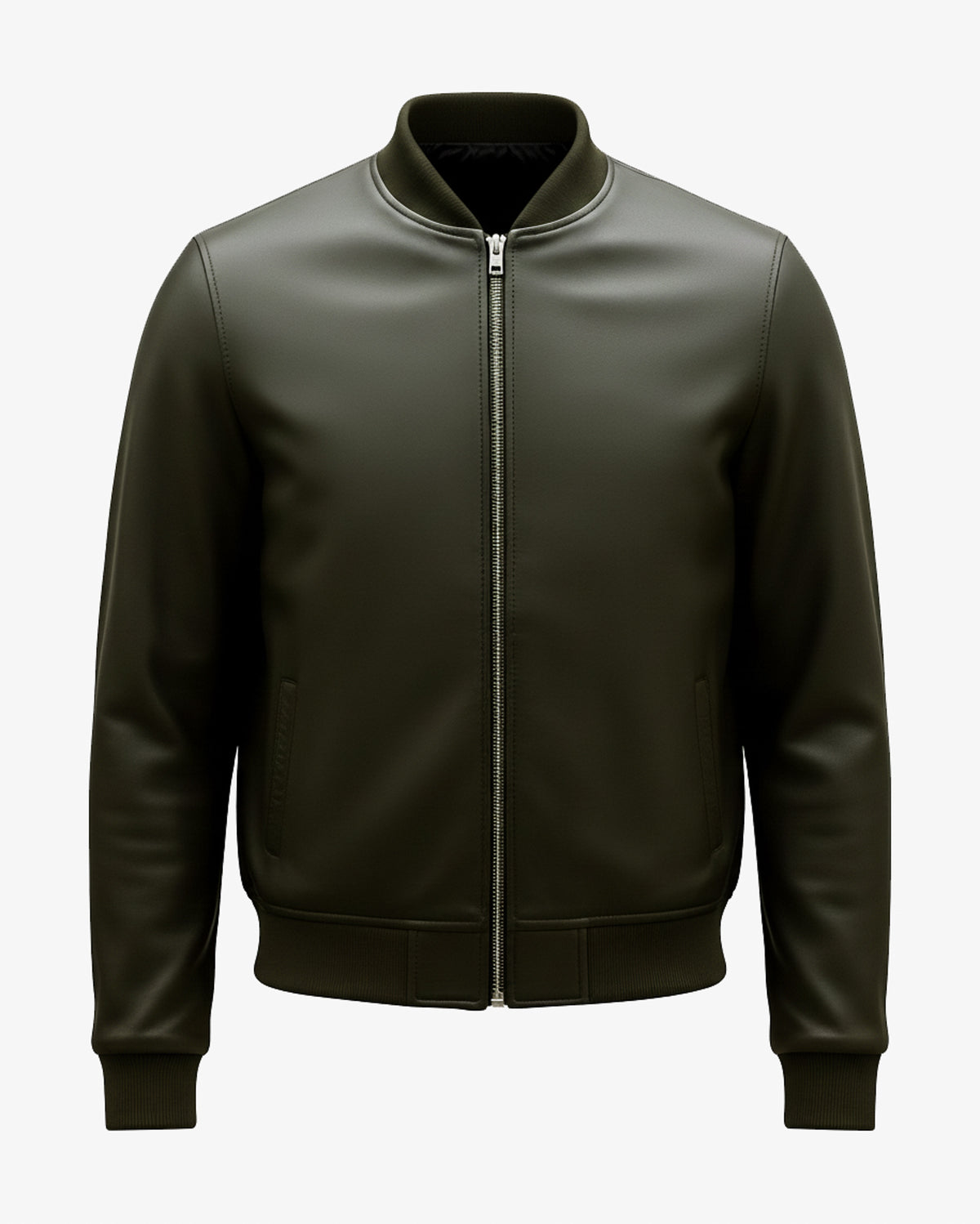 Verda - Premium Olive Leather Bomber Jacket