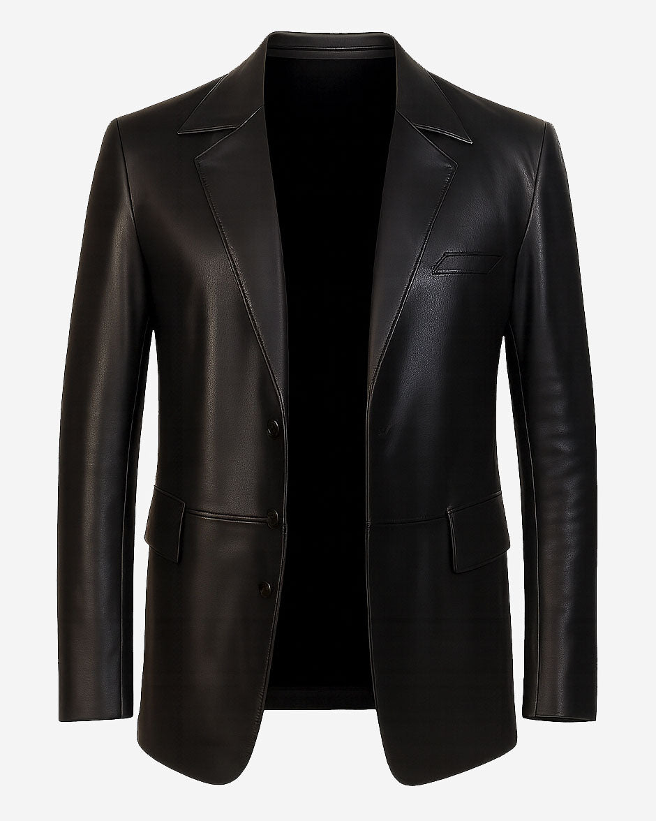 Parma – Classic Black Leather Suit Jacket for Men