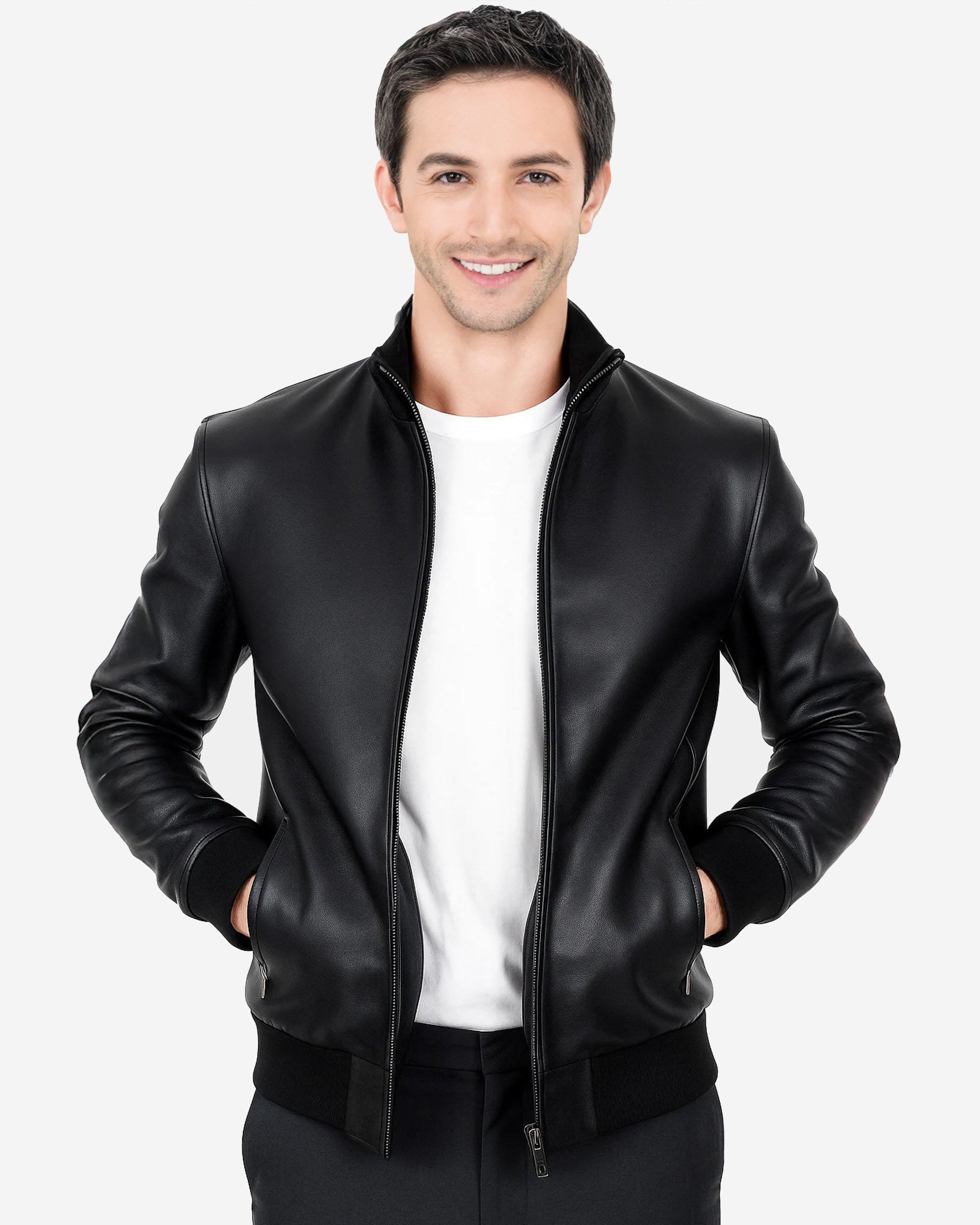 Viterbo – Classic Black Leather Bomber Jacket for Men Viterbo – Classic Black Leather Bomber Jacket for Men
