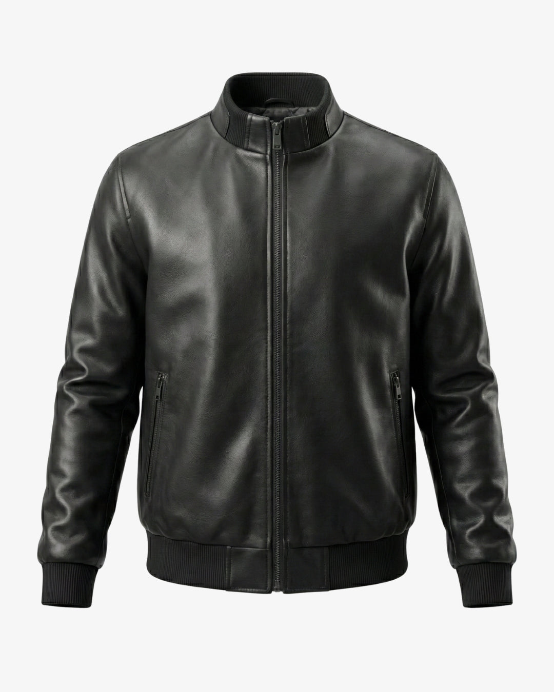 Viterbo – Classic Black Leather Bomber Jacket for Men