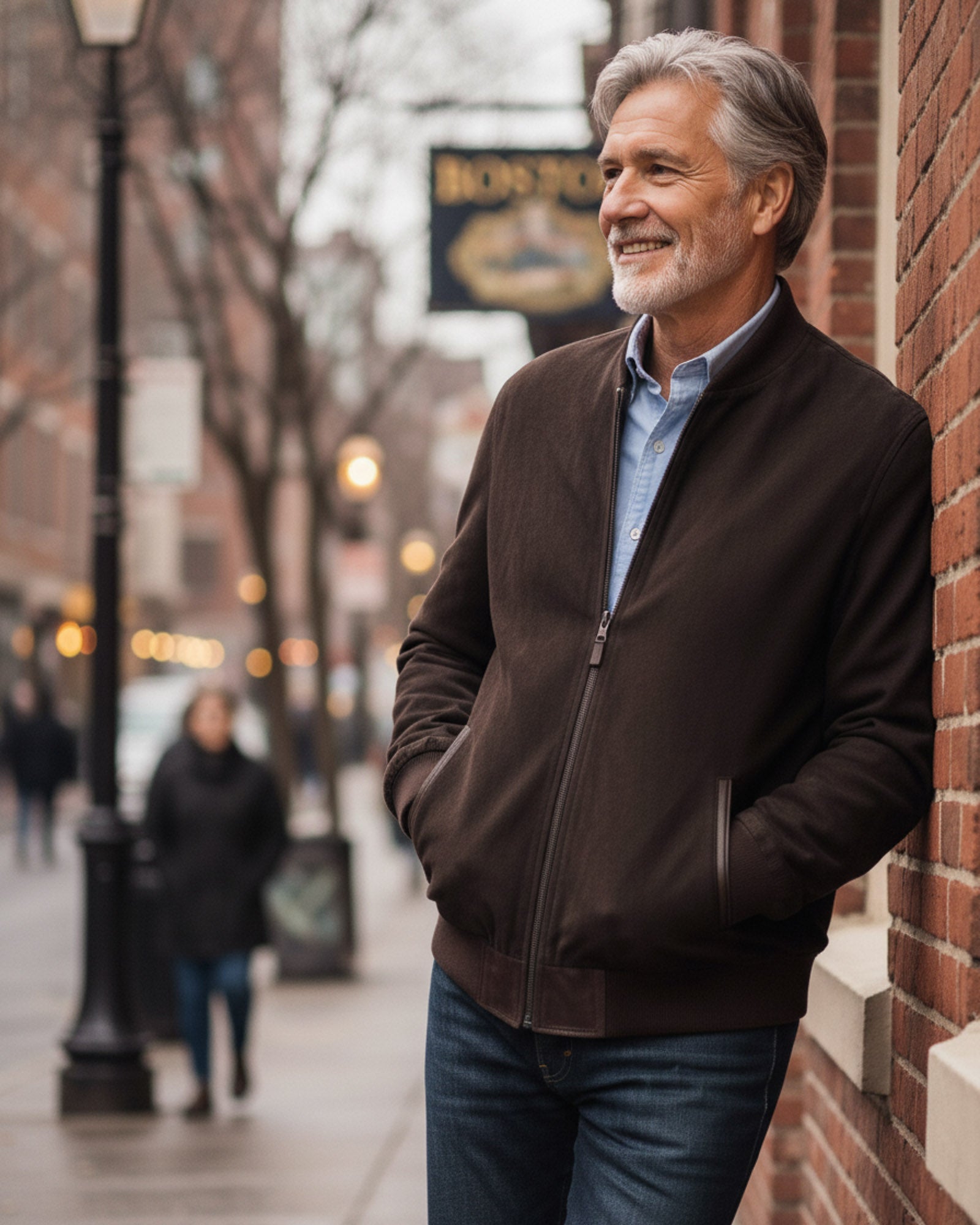 Lucca – Brown Suede Bomber Jacket for Men