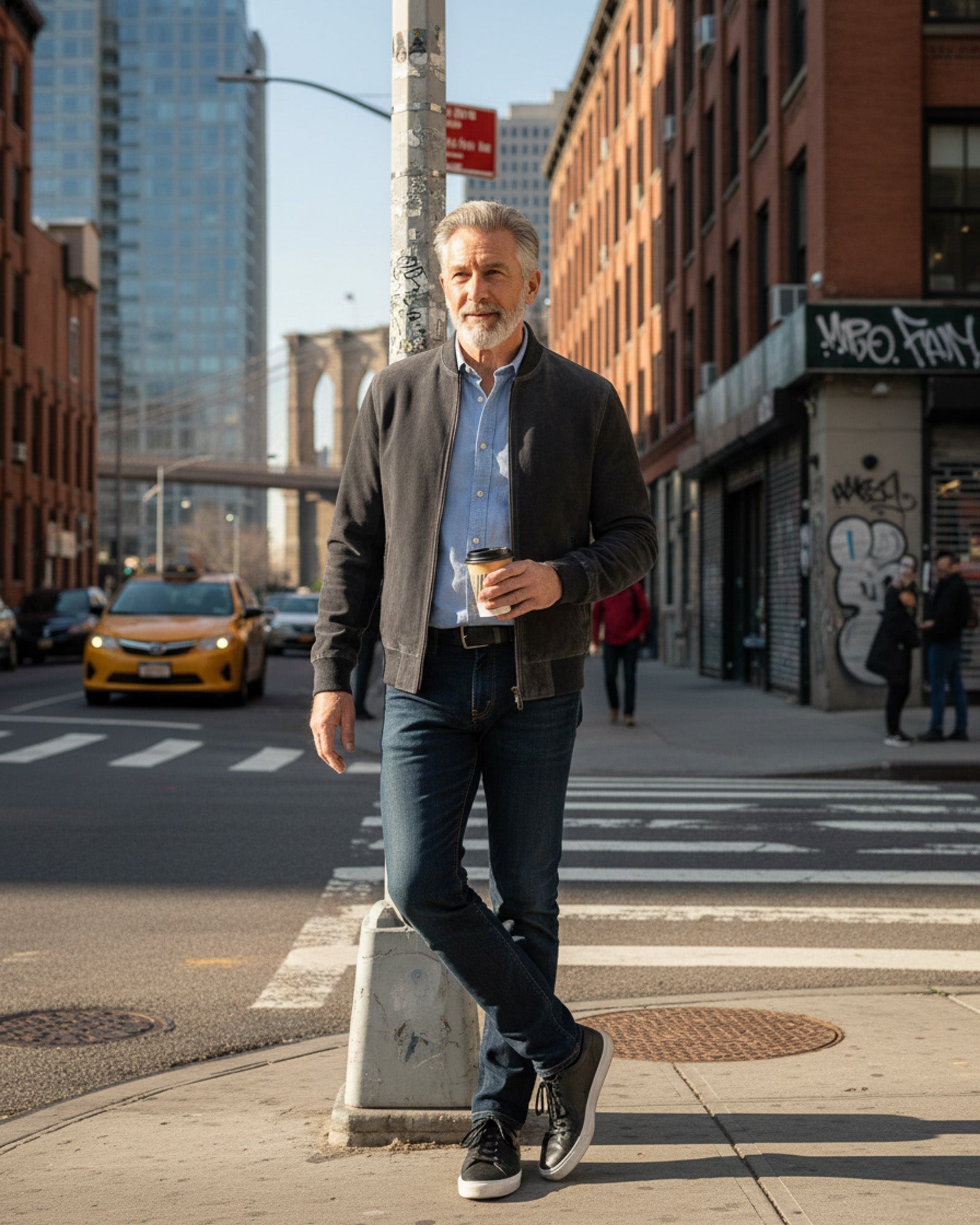 Lugo – Grey Suede Bomber Jacket for Men