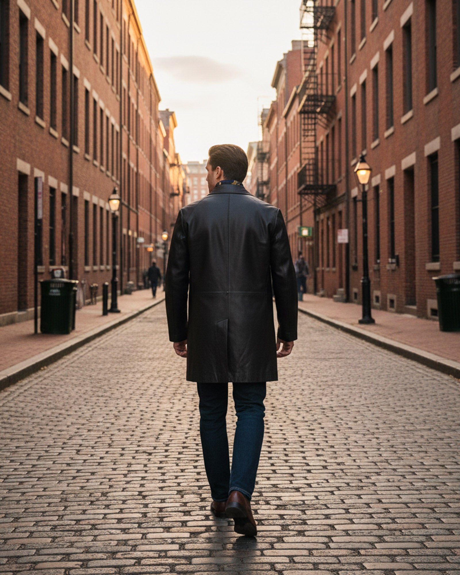 Varese – Premium Black Leather Overcoat for Men