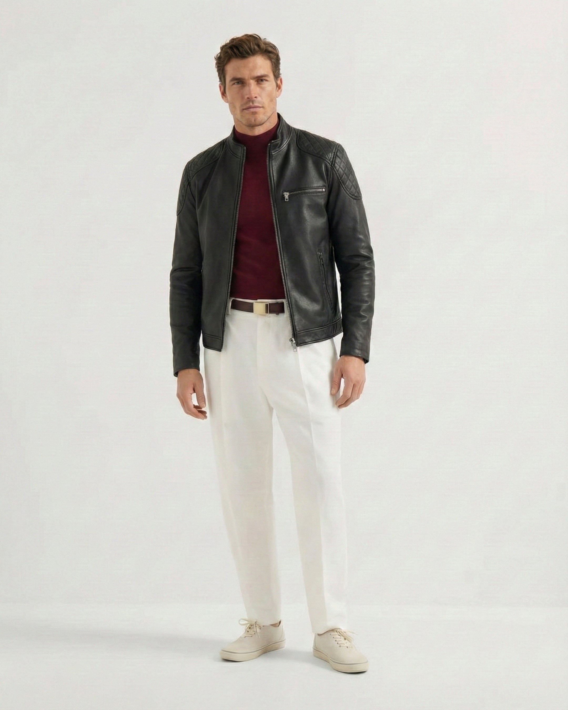 mens black leather dress jacket Ortona