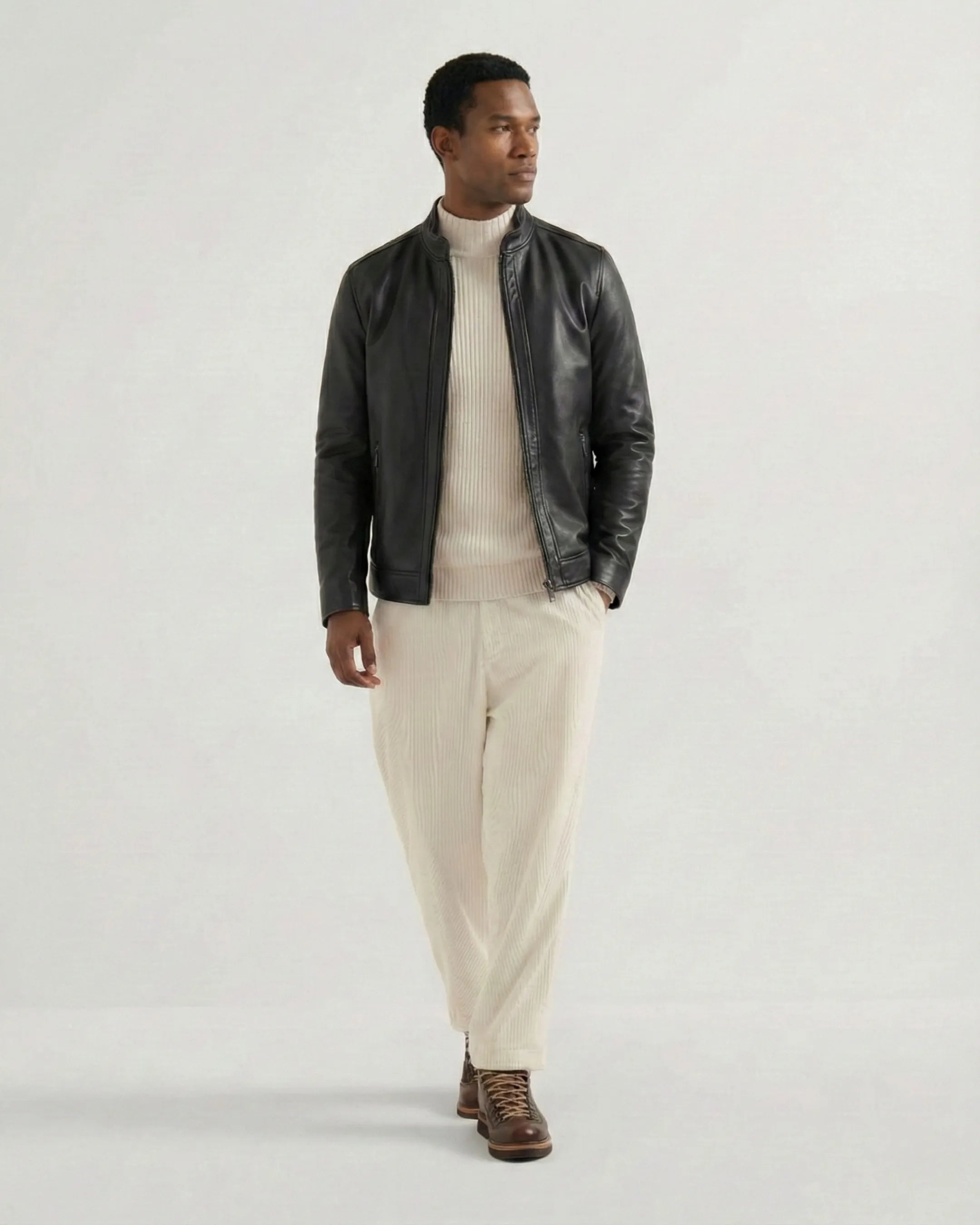 Rimini – Premium Black Leather Shirt Collar Jacket – Benilano