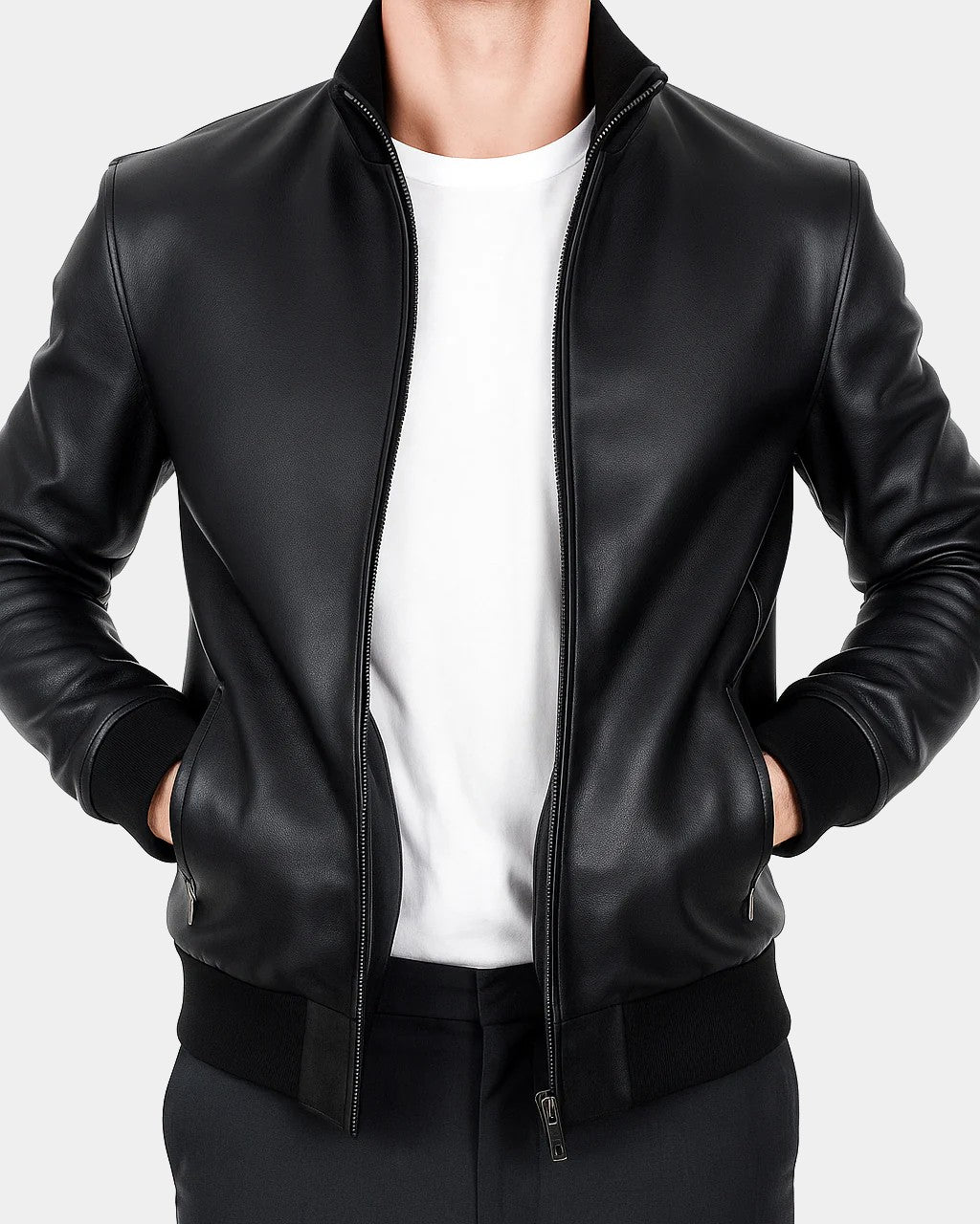 Black leather jacket for men