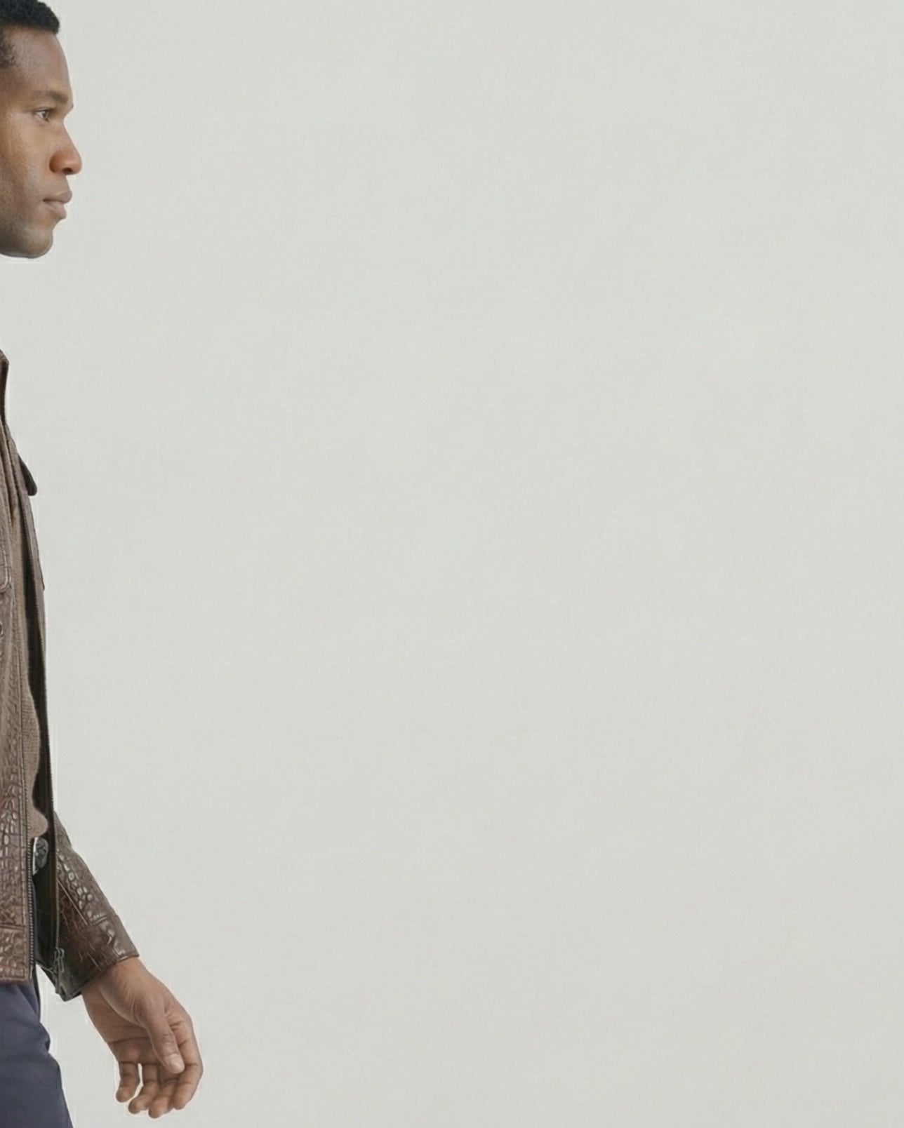 Orvieto - Men’s Brown Crocodile-Embossed Leather Jacket