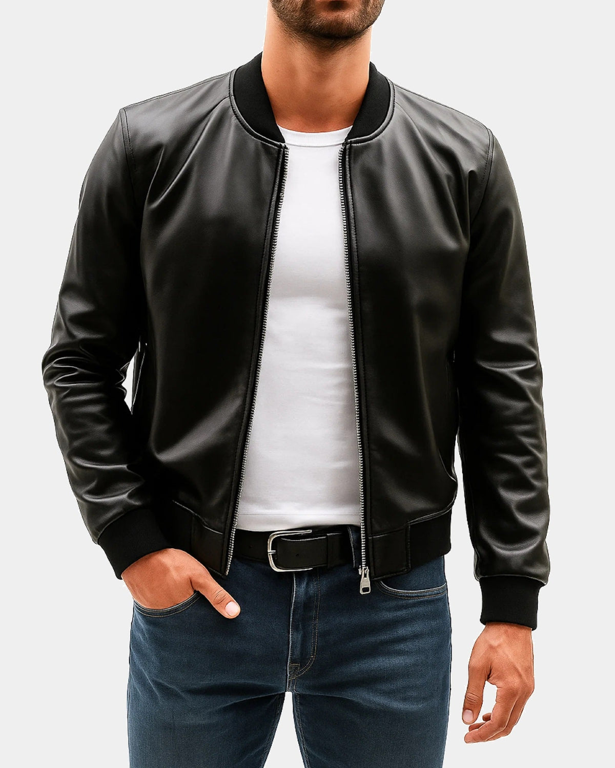 Lonic black leather pilot jacket s